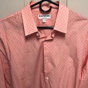 Express Men’s Dress Shirt - Orange w/ Black Dots